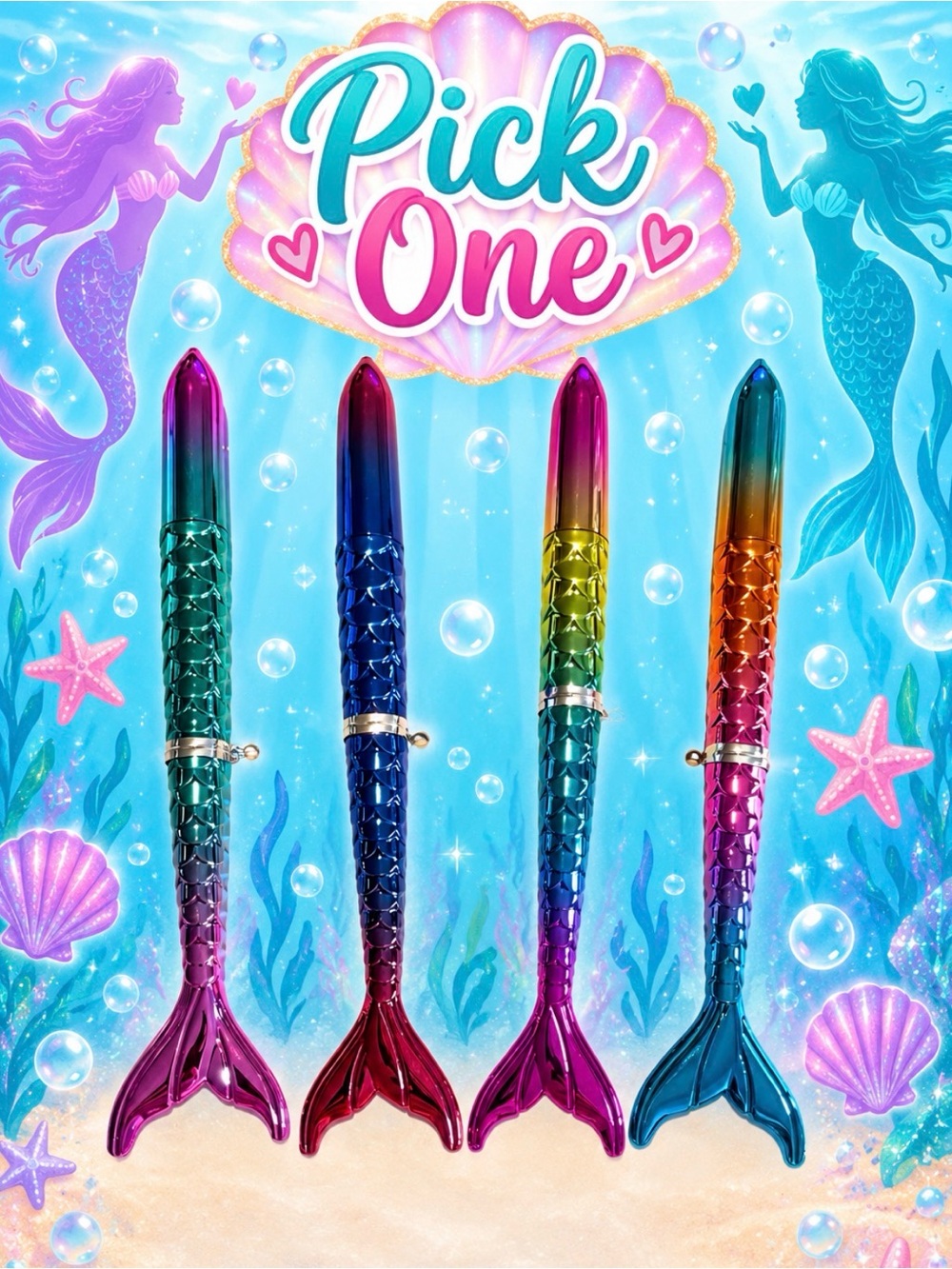 Rainbow Mermaid Tail One-Piece Pen - Multicolor
